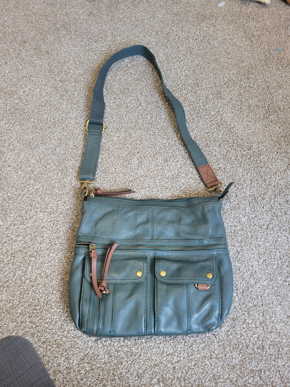 Women's Fossil Green Morgan Leather Top Zip Crossbody